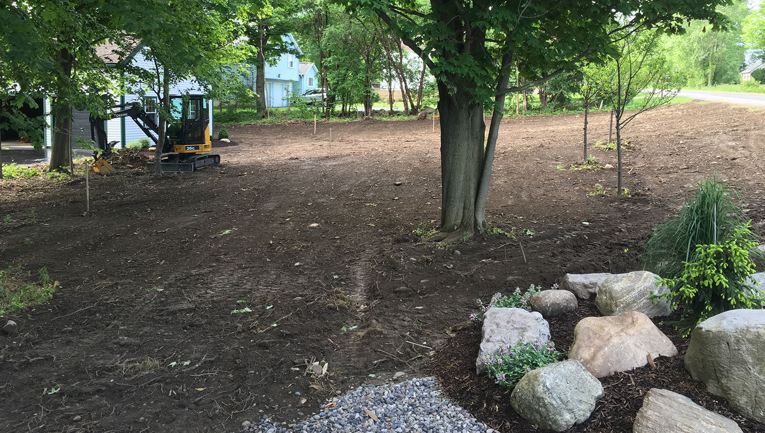 Landscaping and grading at a Central New York home