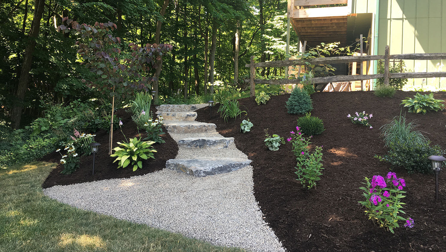 A beautiful outdoor landscape installation at a Central New York Home