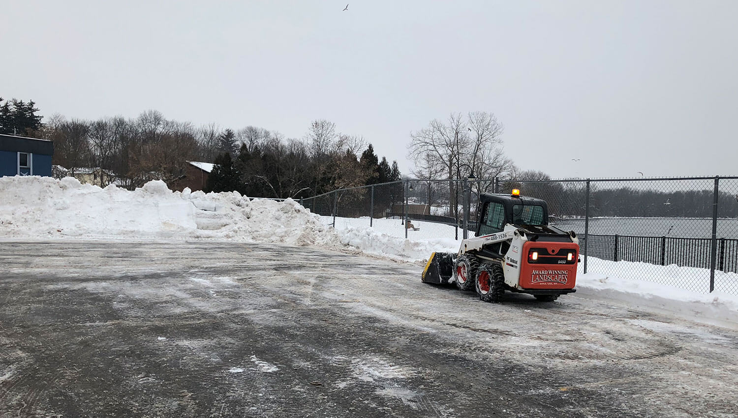 Commercial snow removal vehicles during a Central New york Winter