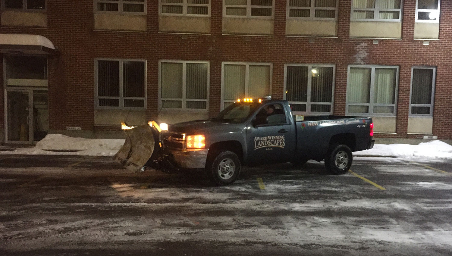 Commercial snow removal vehicles during a Central New york Winter