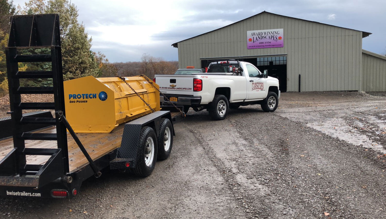 Commercial snow removal vehicles during a Central New york Winter